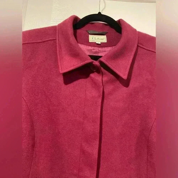 VTG L.L. Bean Cashmere Wool Lined Wine Blazer Pea Coat Button Down 80s Size 14P - Picture 3 of 11